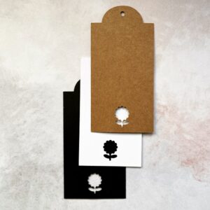 Papieranhänger eckig I 80x40mm, Blume (10 Stk.)