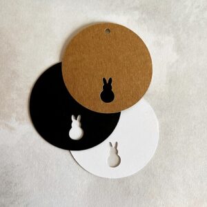 Papieranhänger rund glatt 50mm, Hase (10 Stk.)