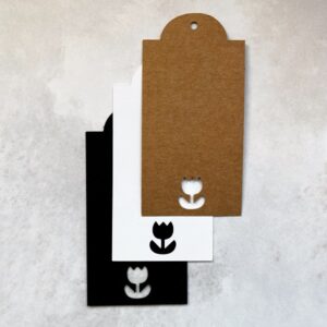 Papieranhänger eckig I 80x40mm, Tulpe (10 Stk.)