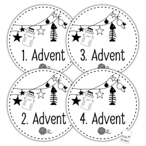 Katzenkalender Aufkleber-Set "1.-4. Advent"